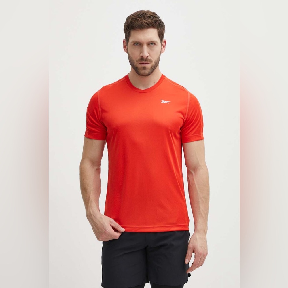 $35 NWT Reebok Men's Short Sleeve Crewneck Training Tech T-Shirt in orange S